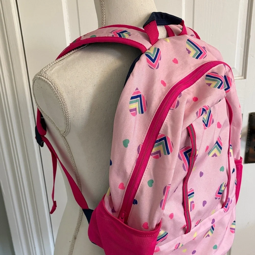 Lands’‎ End Pink Heart Rainbow Pattern Kids Backpack